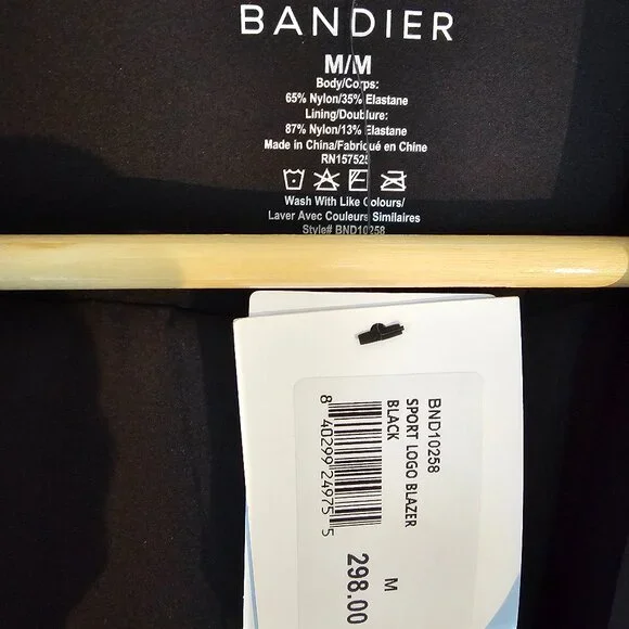 NWT Bandier Sport Logo Blazer in Black Size M - Picture 10 of 10